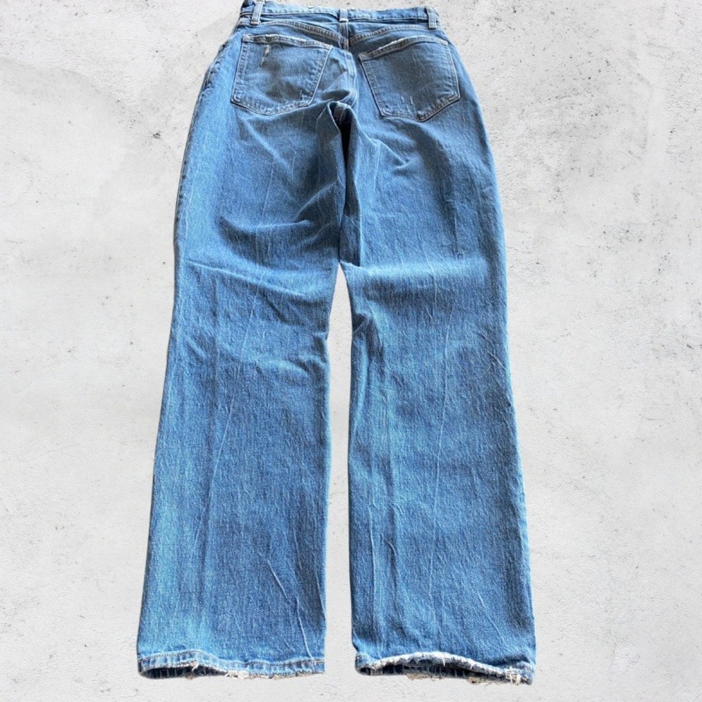 Abercrombie & Fitch Jeans Womens 6 Blue 90s Straight Ultra High Rise Distressed - Picture 2 of 9